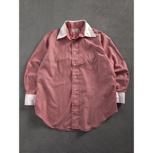 Vintage 1960s Shack's Gant Shirtmakers Red Dress Shirt White Collar Cuffs XL